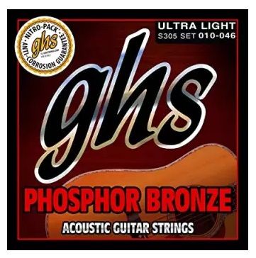 GHS Strings S305 Phosphor Bronze - Ultra Light Acoustic Guitar Strings 010-046