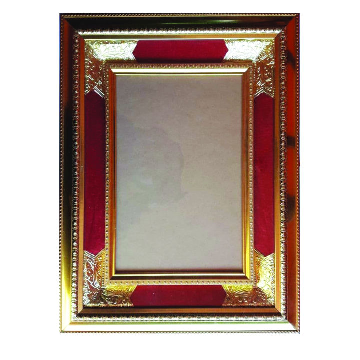 Big 3D Golden Red Velvet Double Border Single Photo Frame A4 Size