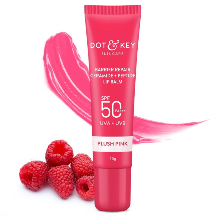 Dot & Key Ceramide & Peptide Barrier Repair Lip Balm SPF 50, PA+++ (Plush Pink) 10gm