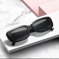 Black Solid Retro Design Rectangular Sunglasses For Women. 