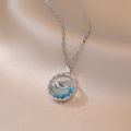Ocean Heart Dolphin Pendant Necklace with Stainless Steel Clavicle Chain - Perfect Gift for Girlfriend. 