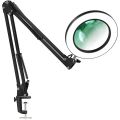 Magnifying Glass with Light and Bracket,3 Color Modes Stepless Dimmable LED Desk Lamp, Used for Reading and Repairing. 
