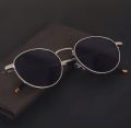 Silver Metal Thin Square Retro Trendy Sunglasses For Men - Black Lens | Fashion Polycarbonate Frame Sunglasses For Men. 
