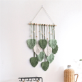 OUMERY 3X Leaf Macrame Wall Hanging Boho Room Home Decor Woven Aesthetic Wall Tapestry Home Room Wedding Decoration Green. 