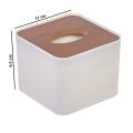 Feathers Square Wooden Cover Plastic Tissue Box Holder Napkin Dispenser Case - White. 