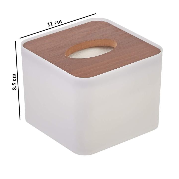 Feathers%20Square%20Wooden%20Cover%20Plastic%20Tissue%20Box%20Holder%20Napkin%20Dispenser%20Case%20-%20White%20-%20Image%204