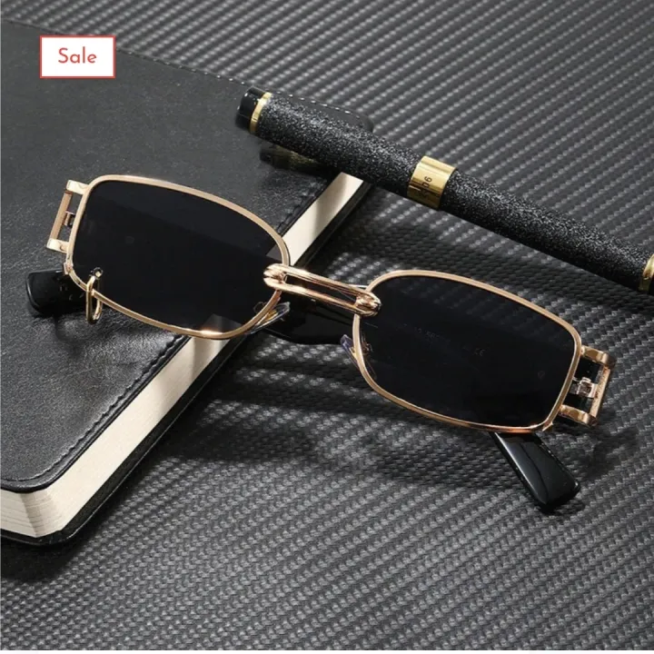 Golden%20Metal%20Thin%20Square%20Retro%20Trendy%20Sunglasses%20Unisex%20-%20Image%203