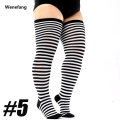 Wenefang 1Pair Women's Plus Size Thigh High Socks Striped Knee High Extra Long Stockings Leg Warmer. 