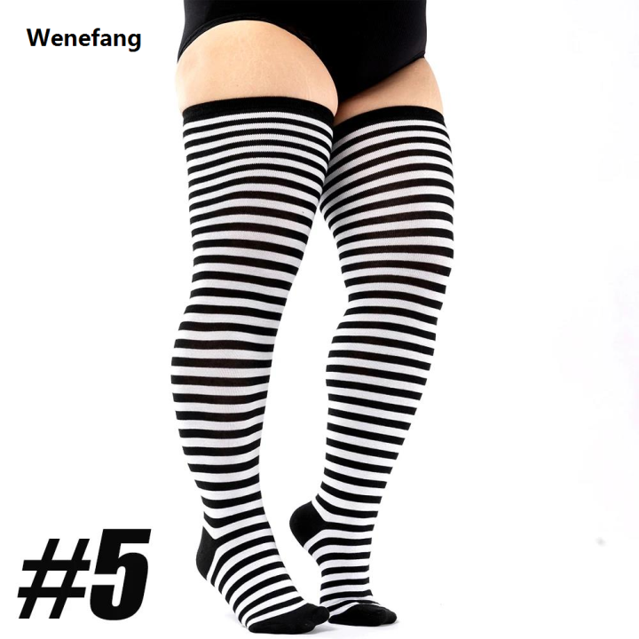 Wenefang%201Pair%20Women's%20Plus%20Size%20Thigh%20High%20Socks%20Striped%20Knee%20High%20Extra%20Long%20Stockings%20Leg%20Warmer%20-%20Image%207