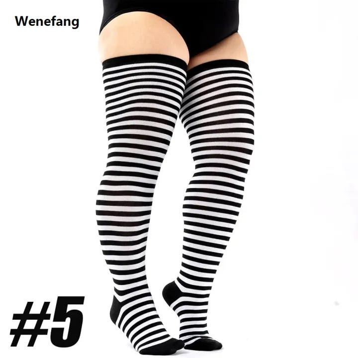Wenefang%201Pair%20Women's%20Plus%20Size%20Thigh%20High%20Socks%20Striped%20Knee%20High%20Extra%20Long%20Stockings%20Leg%20Warmer%20-%20Image%207