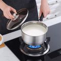 16cm Saucepan with Lid Set - Small Stainless Steel Multipurpose Pot for Kitchen Cooking, Visible Lid & Heat-proof Handle, Dishwasher Safe. 