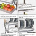 Wall Mounted 3 Tier Metal Dish Rack Stainless Steel Kitchen Drying Dish Sink Rack Storage Plate Bowl Organizer. 