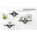 Floating Diamond Shape Wooden Wall Mounted Shelf 3 Pcs. 