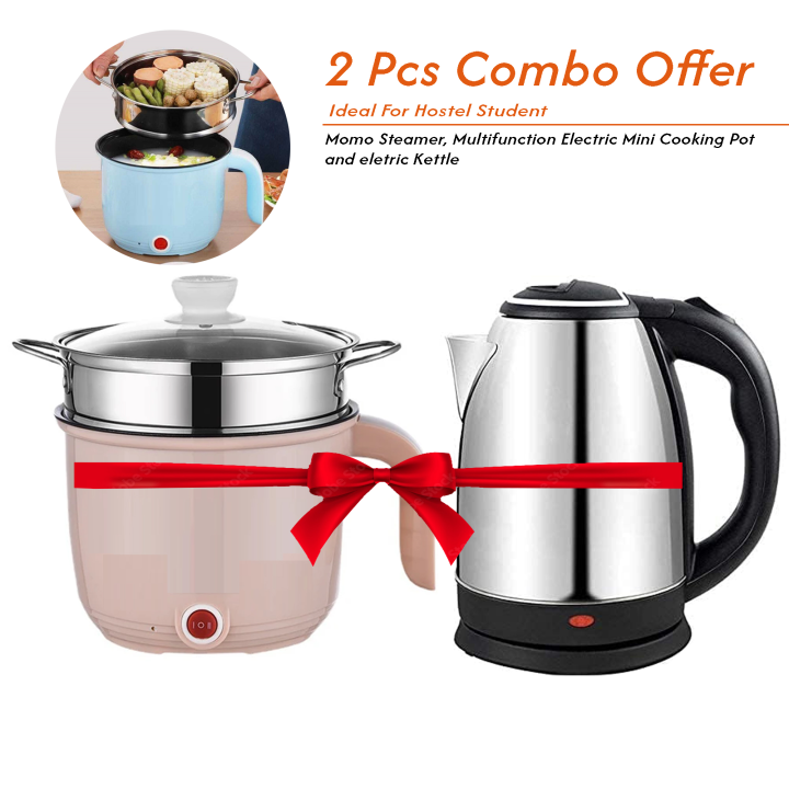 2-in-1 Kitchen Combo: Nonstick Pan, Steamer, Mini Rice Cooker ...