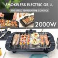 2000w Electric BBQ Smokeless Grill Adjustable Portable Temperature Barbeque Control With 12 Skewers And 1 Silicon Oil Brush & Spatula Home Hotel Restaurant Indoor Outdoor. 