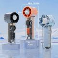 Outdoor Cooling Device 100 Gears Mini Pocket Turbo Fan Rechargeable Transparent Body Handheld Fan Adjustable Speeds with LED Light Neck Hanging Small Fan Travel. 