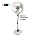 Kiyu 16 Inch Stand Fan, 3 Speeds, 3 Blades, Oscillation, Adjustable Head - Heavy Duty Metal Stand 75W, 1400RPM. 