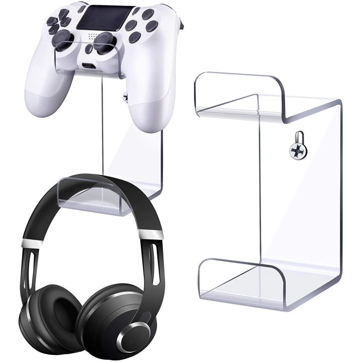 Universal%20Wall%20Mounted%20Acrylic%20Headset%20Stand%20Hanger%20Game%20Controller%20Holder%20Space%20Saving%20Gamepad%20Holder%20Wall%20Mount%20For%20PS4/Xbox%20-%20Image%202