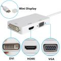 3 In 1 Thunderbolt Mini Display Port MINI DP Male To HDMI DVI VGA Female Adapter Converter Cable For Apple MacBook Air Pro MDP. 