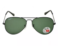 Ray-Ban Sunglasses RB3025 Aviator Classic Black Frame Polarized Green Lens 58mm. 