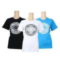 Pack Of 3 Mandala Printed 100% Cotton T-Shirt For Women- Black/White/Sky Blue. 