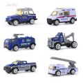 6Pcs/Set Police Car Model Set, Alloy Diecast Car Model Toys Mini Simulation Vehicles Car Gift For Children Boy Kids. 