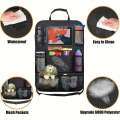 1pc Car Backseat Organizer With Clear Tablet Holder, 10 Storage Pockets Seat Back Protectors Kick Mats Travel Accessories. 