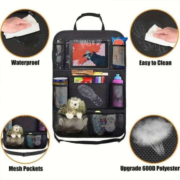 1pc%20Car%20Backseat%20Organizer%20With%20Clear%20Tablet%20Holder,%2010%20Storage%20Pockets%20Seat%20Back%20Protectors%20Kick%20Mats%20Travel%20Accessories%20-%20Image%206