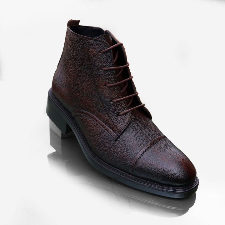 Ankle Boots Men Formal Dress Leather Shoes Western Vintage Boots Cowboy Boots Lace Up Casual Shoes BrownBoots