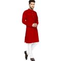 Red Pure Cotton Kurta Pajama Set For Men - Fashion | Kurtha For Men | Pajama Set For Men | Men'S Wear. 