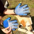 Efficient Pet Hair Remover Mitt Enhanced 5 Finger Design Gentle Brush Gloves For Dog And Cat With Long And Short Fur-blue Color-silicone. 