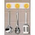 Wall Hook / Holder Smiley Face Strong Sticker Gadget 3 Pcs. 