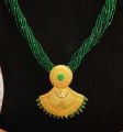 Green/Golden Chandrama Gold Jantra Hydro Pottey Mangalsutra For Women - 0.580gm. 