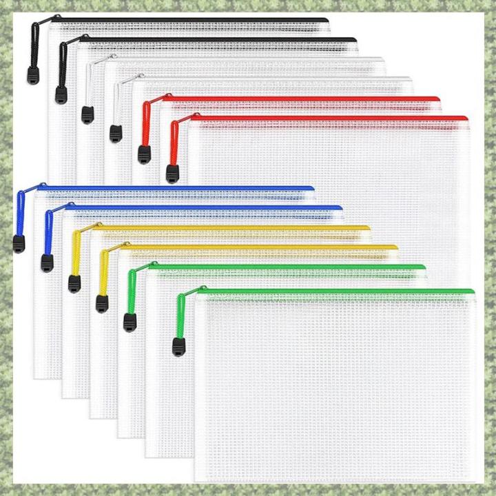 12Pcs Mesh Zipper File Bags Plastic Zip File Folders, Letter Size/A4 ...