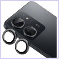 Camera Lens for Redmi 13C - Individual Metal Ring Tempered Glass Camera Screen Protector with Locator (Black). 