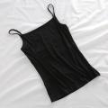 Top casual short sleeveless vest strap bra women's tank top summer suspender built-in thin tank top t-shirt top solid color. 