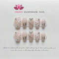 Handmade Nails Medium Length Matte Rhinestone Press on Nails y2k Full Cover Coffin Manicuree Wearable XS S M L Size Nails. 