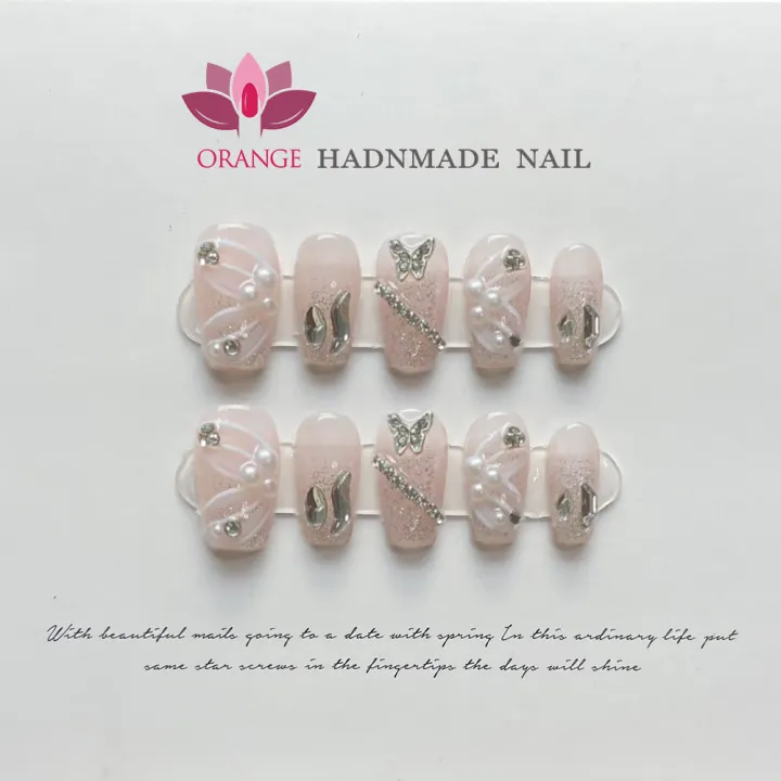 Handmade%20Nails%20Medium%20Length%20Matte%20Rhinestone%20Press%20on%20Nails%20y2k%20Full%20Cover%20Coffin%20Manicuree%20Wearable%20XS%20S%20M%20L%20Size%20Nails%20-%20Image%203