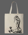 Minimalist Floral Silhouette Printed Tote Bag | Aesthetic Eco-Friendly Cotton Shoulder Bag -white, Black. 