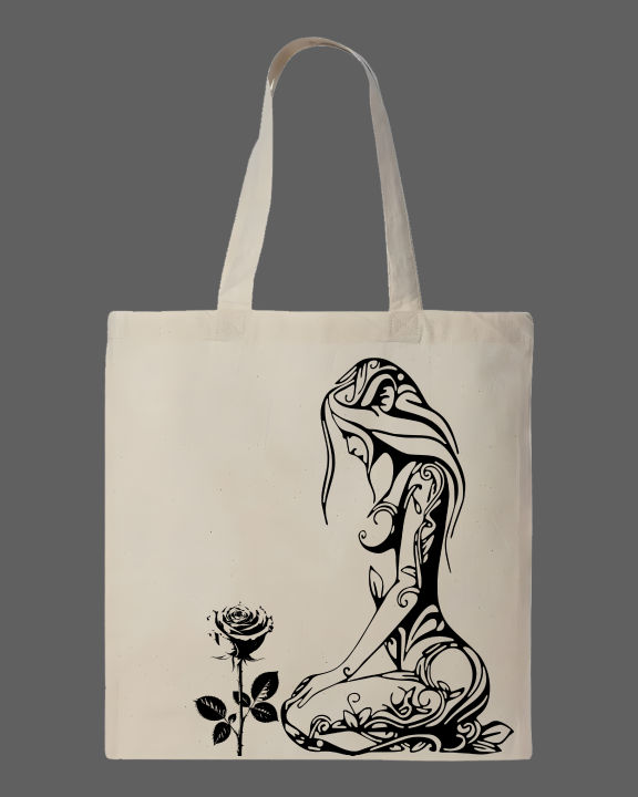 Minimalist%20Floral%20Silhouette%20Printed%20Tote%20Bag%20%7C%20Aesthetic%20Eco-Friendly%20Cotton%20Shoulder%20Bag%20-white,%20Black%20-%20Image%202