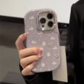 Little Fresh Blue Flower Puppy Graffiti Cover Compatible for IPhone 15 11 14 13 12 Pro Max 7Plus XR XS Max X 7 8 Plus SE Macron Plating Metal Lens Case. 