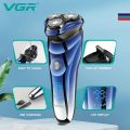 V-305 Premium Cordless Rechargeable IPX7 Fully Waterproof 3 Head Electric Shaver Wet & Dry Rotary Shavers for Men with Pop-up Trimmer Super-Fast Charge 100 minutes Runtime with LED Digital Display. 