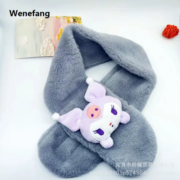 Wenefang%20Sanrio%20Plush%20Scarf%20Kuromi%20Melody%20Children's%20Winter%20Plush%20Scarf%20%E3%80%902025%20Version%E3%80%91%20Cinnamoroll%20Pochacco%20Imitation%20Rabbit%20Fur%20Baby%20Neck%20Thickened%20-%20Image%203
