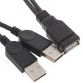 USB 2.0 female to usb 2 male cable usb double splitter power extension cable. 