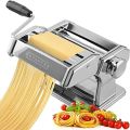 Pasta Maker Machine - Adjustable Crank Roller & Attachments - Manual Hand Press. 