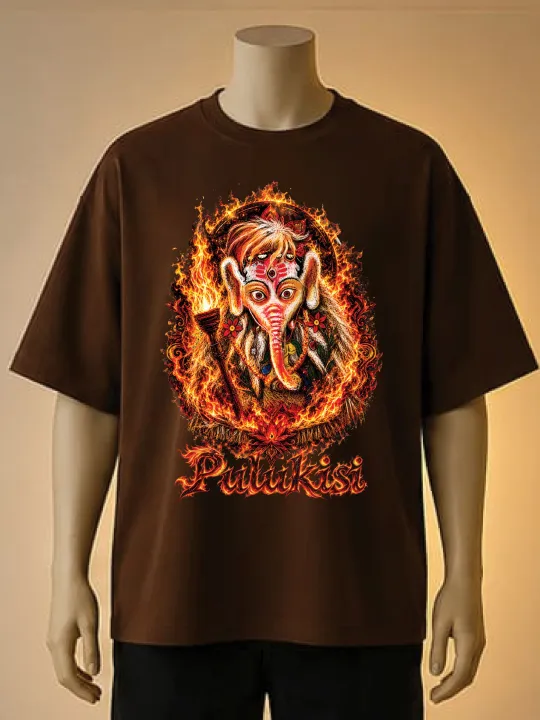 Puluski%20Divine%20Ganesha%20Blue,%20Brown,%20Black%20color%20Printed%20T-Shirt%20-%20Image%203