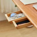 Invisible Pull Type Natural Bamboo/Walnut Under Desk Adhesive Wooden Storage Drawer Hidden Drawer Home Storage Stationery Container. 