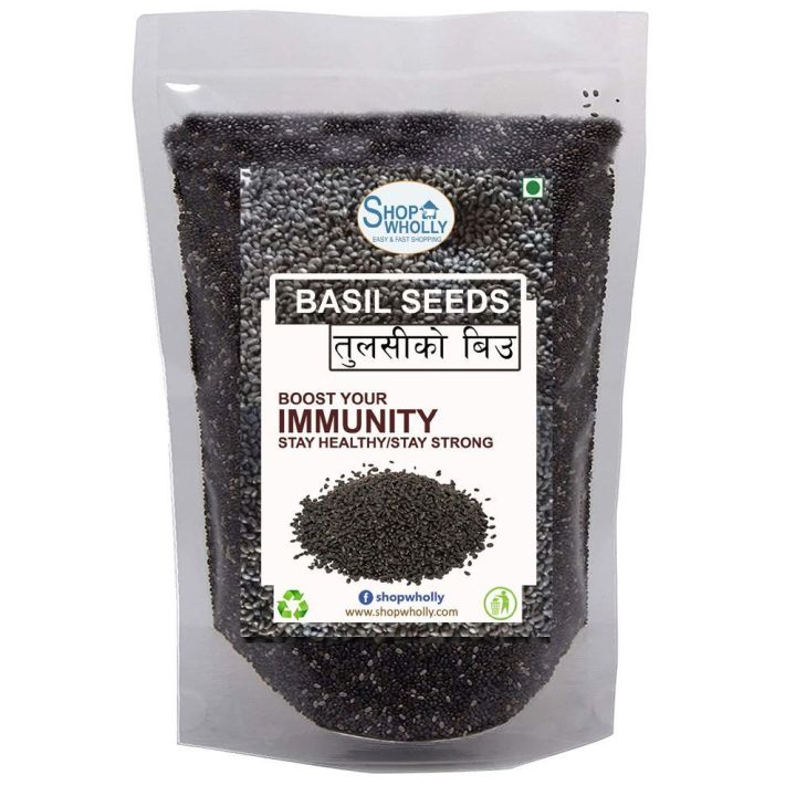 SHOP WHOLLY Basil Seeds (Tulsi ko biya)-500gm