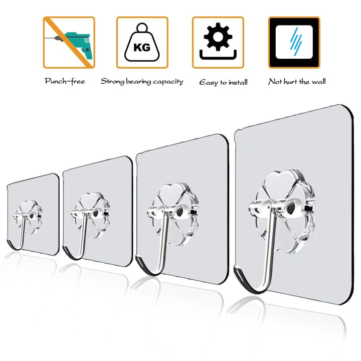6pcs%20Self%20Adhesive%20Hook%20Transparent%20Hooks%20for%20Kitchen%20Bathroom%20Door%20Ceiling%20Hanger%20%7C%20Home%20Office%20Wall%20Powerful%20Plastic%20Wall%20Hook%20%7C%20Hooks%20For%20Wall%20-%20Image%204
