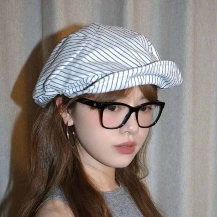 Casual%20Cotton%20and%20Linen%20Striped%20Berets%20Y2k%20Japanese%20Octagonal%20Hat%20British%20Cap%20Short%20Brim%20Painter%20Caps%20Daily%20-%20Image%205